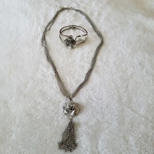 Vintage Giovanni Silver Rose Necklace‎ and Bracelet